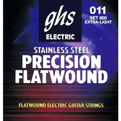 Image of GHS PRECISION FLATS Flatwound String Set For Electric Guitar 800 Extra Light 011/046