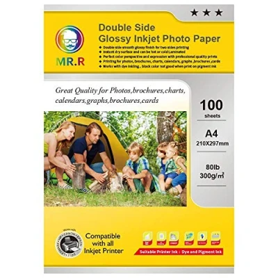 Image of MR.R Double Side Glossy Inkjet Photo Paper 300gsm A4 210 x 297mm 100 Sheets per Pack
