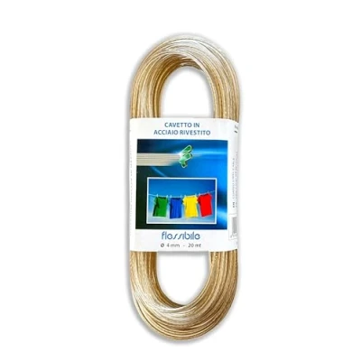 Image of IPEA Clothesline 4 mm Steel 20 metres Made in Italy Plastified Outdoor Laundry Line Clothes Transparent Colour Thickness 0.5 cm