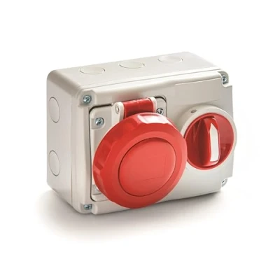 Image of ROSI Interlock Socket, Grey/Red, 16a 3p+t ip67