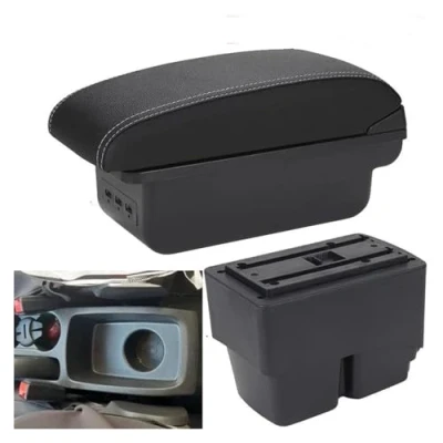 Image of PQCORBE For F&amp;ord Fiesta MK7 2009 2010 2011 2012 2013 2014 2015 2016 2017 Car Armrest Storage box Interior installation Box(B3 3USB)