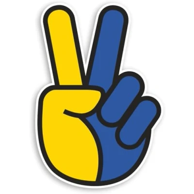 Image of 2 x 10cm Ukraine Flag Peace Sign Vinyl Stickers Ukrainian Sticker #70616 (Window Static Cling)
