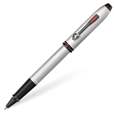Image of Cross Townsend Ferrari Rollerball Pen Medium Line Width Black Ink Chrome/Aluminium Grey Includes Premium Gift Box