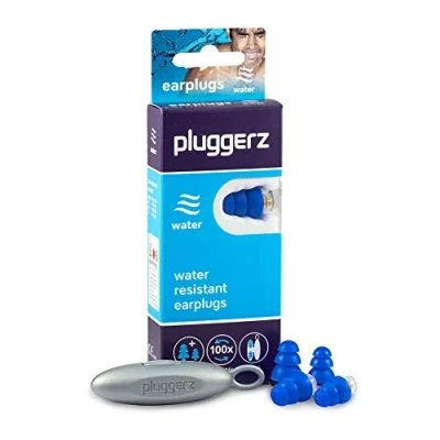 Image of Pluggerz Earplugs Water 2 Pairs (S/M M/L) Reusable Soft &amp; Comfortable Filtered 25 dB Swimming Sports Prevents in The Ear Pain