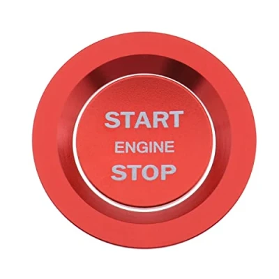 Image of SG Store Car Start Stop Engine Button Switch Cover Interior Moulding Compatible with Discovery Sport/Evoque/Velar/Discovery/Voguer/Range Rover Sport Aluminum Alloy Red