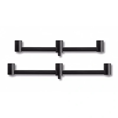 Image of Saber 3 Rod Buzz Bar Set Black Edition 11&quot; Front 12&quot; Back Durable Anodised Finish Accepts Big Pit Reels Perfect Carp Fishing Accessories Equipment