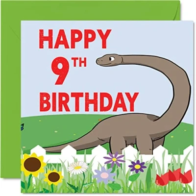 Image of 9th Birthday Card Boy Dinosaur Happy 9 Year Old Boy, Boys Cards for Him, 145mm x Greeting Son Nephew Grandson Kid Children