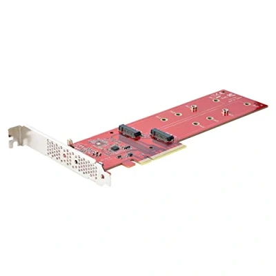 Image of StarTech.com Dual M.2 PCIE SSD Adapter Card, x8 / x16 to NVMe or AHCI SSDs, PCI Express 4.0, 7.8GBps/Drive, Bifurcation Required Windows/Linux Compatible (DUAL M2 CARD B)