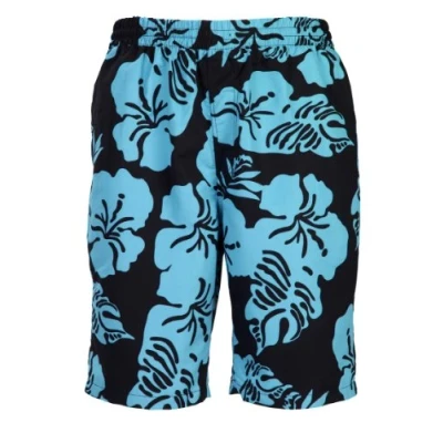 Image of bugatti® Modern men&#039;s swimming shorts with floral pattern in black/jade or red/light grey, Black / Jade, XL