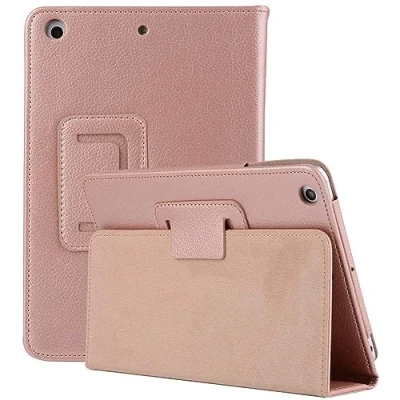 Image of Leather Flip Stand Folio Case Plain Cover for Apple iPad Air 5th,6th Generation 2017 2018 (Rose Gold)