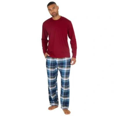 Image of undercover lingerie Mens Flannel Lounge Set 31B1924 Burgundy/Navy Large