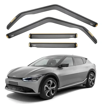 Image of ISPEED Wind Deflectors for KIA EV6 2021 2025 5 Door SUV 4pc Set Keep Your Car Ventilated In Rain Reduce Turbulence Tinted Channel Type