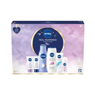 Image of NIVEA Women&#039;s Feel Pampered Skincare Regime Gift Set, Includes Shower Cream, Anti Perspirant, Body Lotion, Moisturising Day and Night Cream