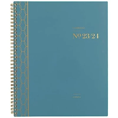 Image of Cambridge 2023 2024 Academic Planner, Weekly &amp; Monthly, 8 1/2&quot; x 11&quot;, Large, WorkStyle Balance, Monthly Tabs, Pocket, Flexible Cover, Teal (1606 905A 12)