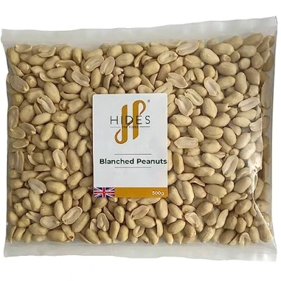 Image of Hides Fine Foods Blanched Peanuts 500g GMO Free Suitable for Vegetarians Cooking Salads Snacking Desserts Cakes Cookies Breakfast Trail Mix