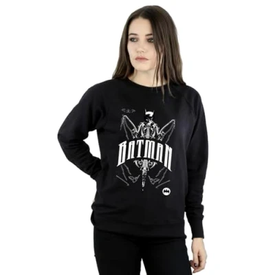 Image of DC Comics Women&#039;s Batman Bat Skeleton Sweatshirt Black Small