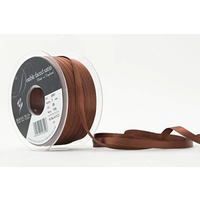 Image of Berisfords Double Faced Satin Ribbon, Dark Brown, 7 mm Width, 100 metre Length