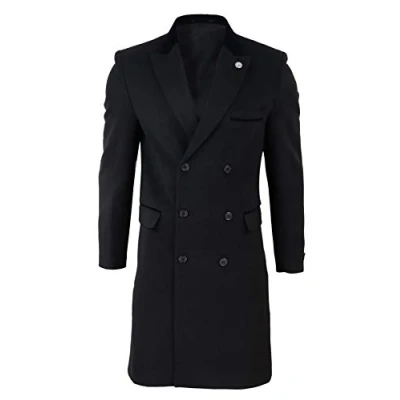 Image of TruClothing Mens 3/4 Long Double Breasted Overcoat Jacket Wool Coat