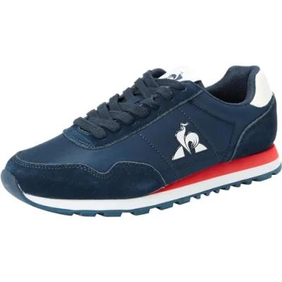Image of le coq sportif Astra 2 Unisex Trainers, Size: 10, Dress blue/fiery red Leather and textile