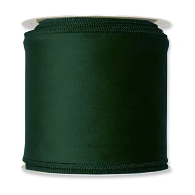 Image of FloristryWarehouse Fir Green Christmas Velvet Fabric Ribbon 100mm (4&quot;) Wide on 8m roll Wired Edge
