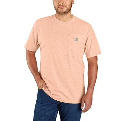 Image of Carhartt Men&#039;s Adult Loose Fit Heavyweight Short Sleeve Pocket T Shirt Closeout, Pale Apricot Nep, S