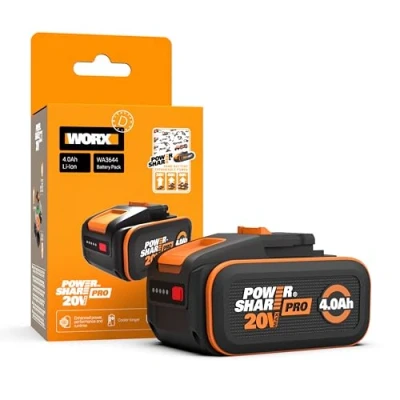 Image of WORX WA3644 PowerShare Pro 20V 4.0Ah High Capacity Battery with Management System &amp; Intelligent Power Control