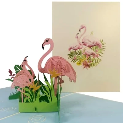 Image of CardPop Flamingo Family Pop Up Card 3D Greeting