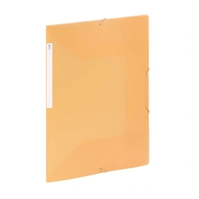 Image of Viquel Large Capacity Plastic 3 Flap Folder A4 File Box with ID Label Translucent Orange