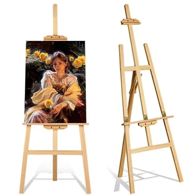Image of Studio Easel 1.75m Foldable Wooden A Frame Painting Painter Drawing Stand Board 69 Inch Art Display Artist Sketching Wedding Craft Pine Wood