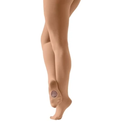 Image of Silky Dance High Perf Convertible Ballet Tights For Girls, Tan, Age 11 13