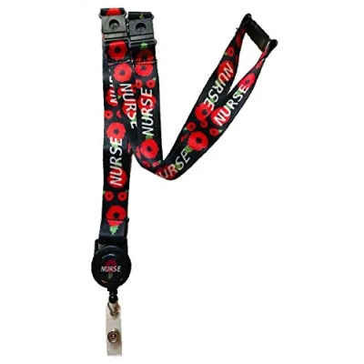 Image of 20mm Poppy Nurse Lanyard with 3 Point Safety Breakaway (with Integrated Badge Reel)