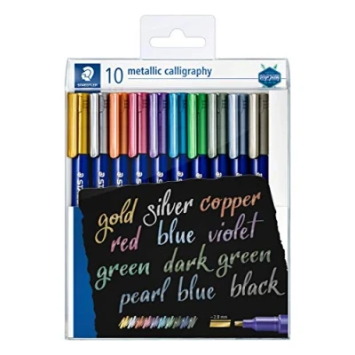Image of STAEDTLER 8325 TB10 Design Journey Metallic Calligraphy Pens Assorted Colours (Pack of 10)