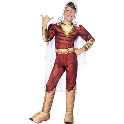 Image of Funidelia Shazam Costumes for boy Superheroes, DC Comics Costume kids accessory fancy dress &amp; props Halloween, carnival parties Size 10 12 years Red