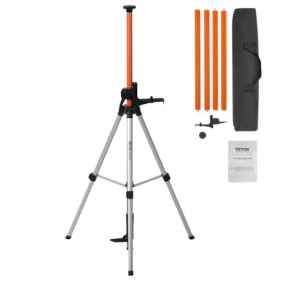 Image of VEVOR Laser Level Tripod, 1/4&quot; 20 &amp; 5/8&quot; 11 Thread Mount, 40.94 133.85 inch Height Adjustment with Bubble Heavy duty Stand, Extendable Pole Lightweight Aluminum Tripod for Scanner