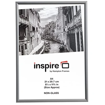 Image of Hampton Frames ALUMINIUM A4 (21x30cm) Silver Picture Poster Photo Frame Plexi (Non Glass) PAAF2130BX