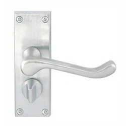 Image of Victorian Scroll Door Handle Lever On Backplate Privacy Set Satin Chrome