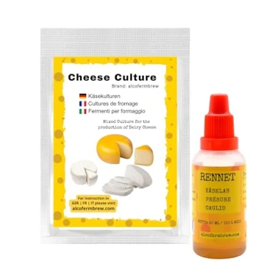 Image of Cheese Culture + Animal Liquid Rennet 30ml Set for Soft and Hard