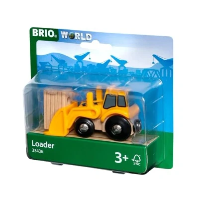 Image of BRIO World Farm Tractor Loader Toy for Kids Age 3 Years Up Wooden Railway Train Set Add On Accessories