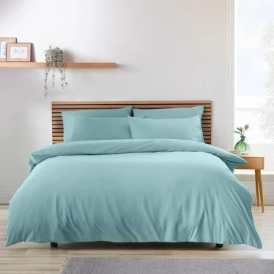 Image of Catherine Lansfield So Soft Easy Iron Super King Duvet Cover Set Duck egg Blue