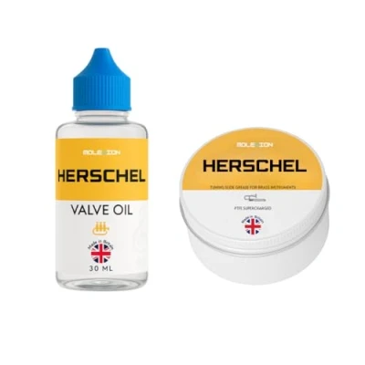 Image of Molevion Herschel Brass Care Kit Premium Valve Oil (30 ml) &amp; Tuning Slide Grease (10 g) Complete Maintenance for Trumpet, Trombone, French Horn, Tuba, and Instruments