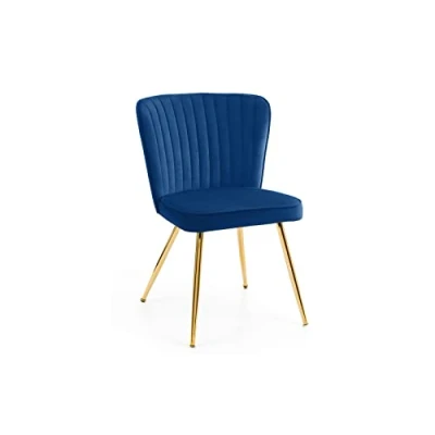 Image of Julian Bowen Set Of 2 Cannes Dining Chairs, Blue, Velvet/Metal, Height: 81, Width: 48, Depth: 59cm