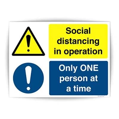 Image of One Person At a Time Sign Self Adhesive Waterproof Vinyl Covid Sticker 150mmx200mm V1124