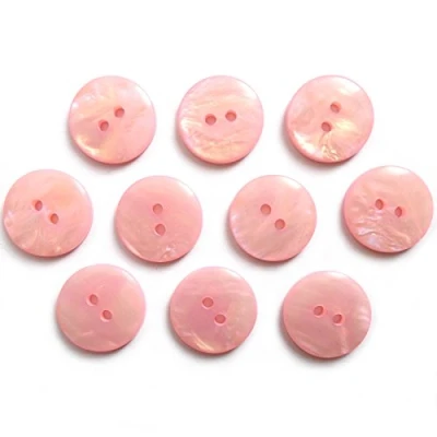 Image of Mother of Pearl Effect Colour Buttons Round 2 Hole Pack 10 (Pale Pink, 18mm)