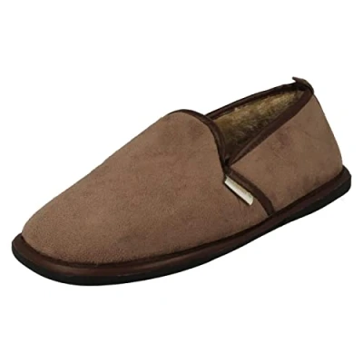 Image of Mens Coolers Warm Lined Full Slippers C 3934 Taupe Textile UK Size 10 EU 44 US 11