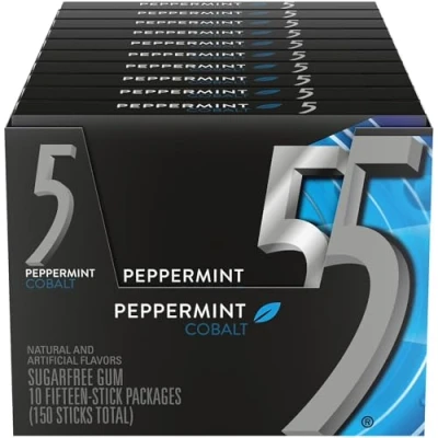 Image of 5 Cobalt Cooling Peppermint Sugarfree Gum 10/15 piece pks.