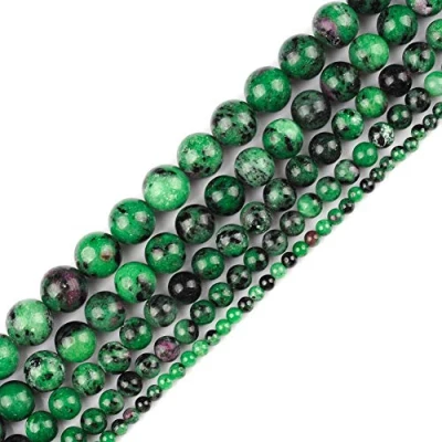 Image of Genuine Natural Real Smooth Round Epidote Clinozoisite Gemstone Beads Loose for Jewelry Making Approxi 15.5&quot; (Epidote Clinozoisite, 8MM)