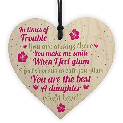 Image of RED OCEAN Mum Gifts Christmas Wooden Heart Sign Plaque Mummy Thank You Birthday GIFT For Her From Daughter