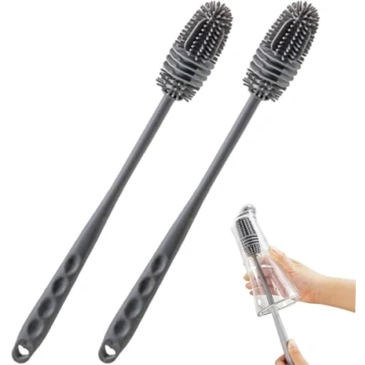 Image of Silicone Bottle Brush,HITHIKA Long Handle Soft baby Cleaner Brush for Cleaning Bottles Glass Cup Thermoses Vase, Water Brush,Suitable Kitchen Coffee (2)