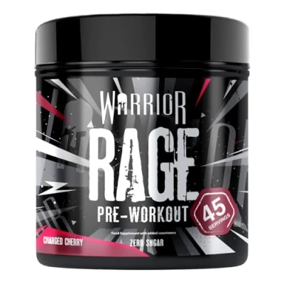 Image of Warrior Rage Pre Workout Powder 392g Energy Drink Supplement with Vitamin C, Beta Alanine and Creatine Gluconate 45 Servings (Charged Cherry)