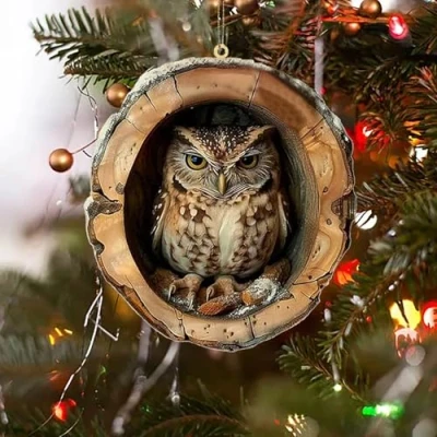 Image of Christmas Tree Ornament Decorations, Animal Owl Hanging Holiday Xmas Ornaments Pendant Decorations for Home Party Decor